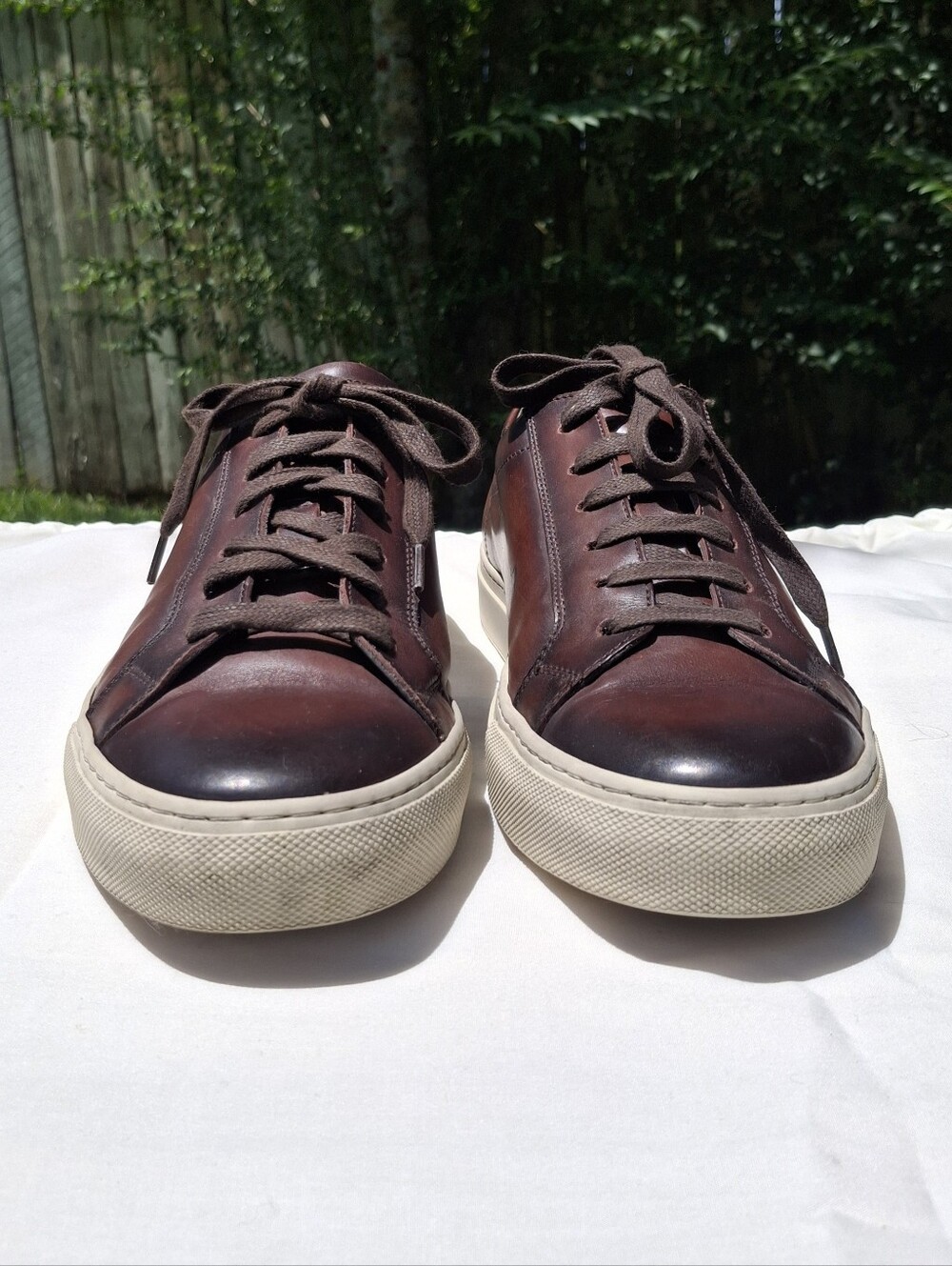 To Boot New York Men's Pescara Dark Brown Burnished Calf Low Top Sneaker Sz 9.5 - Picture 2 of 10